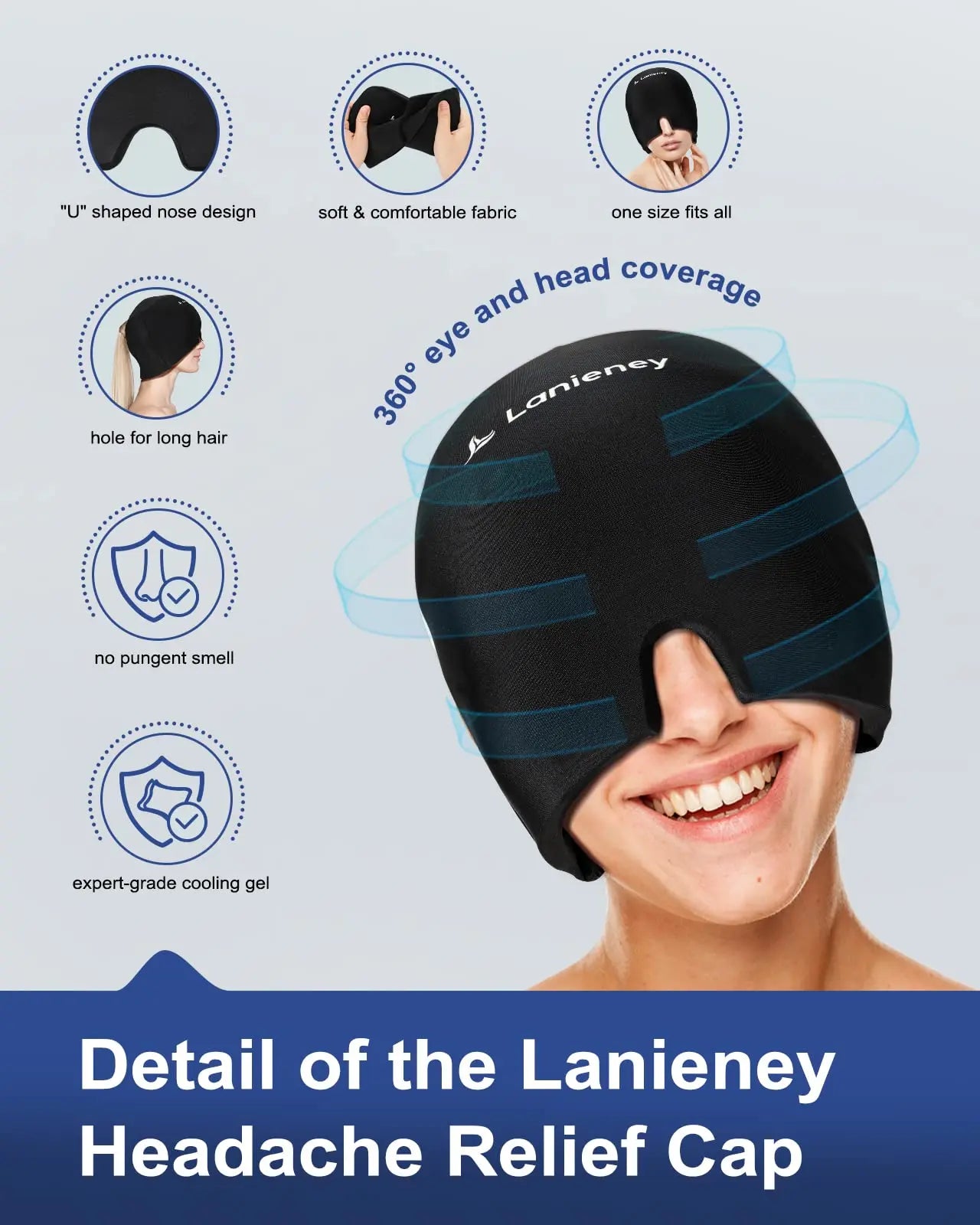 Masque de soulagement des migraines – Gel 360° froid/chaud